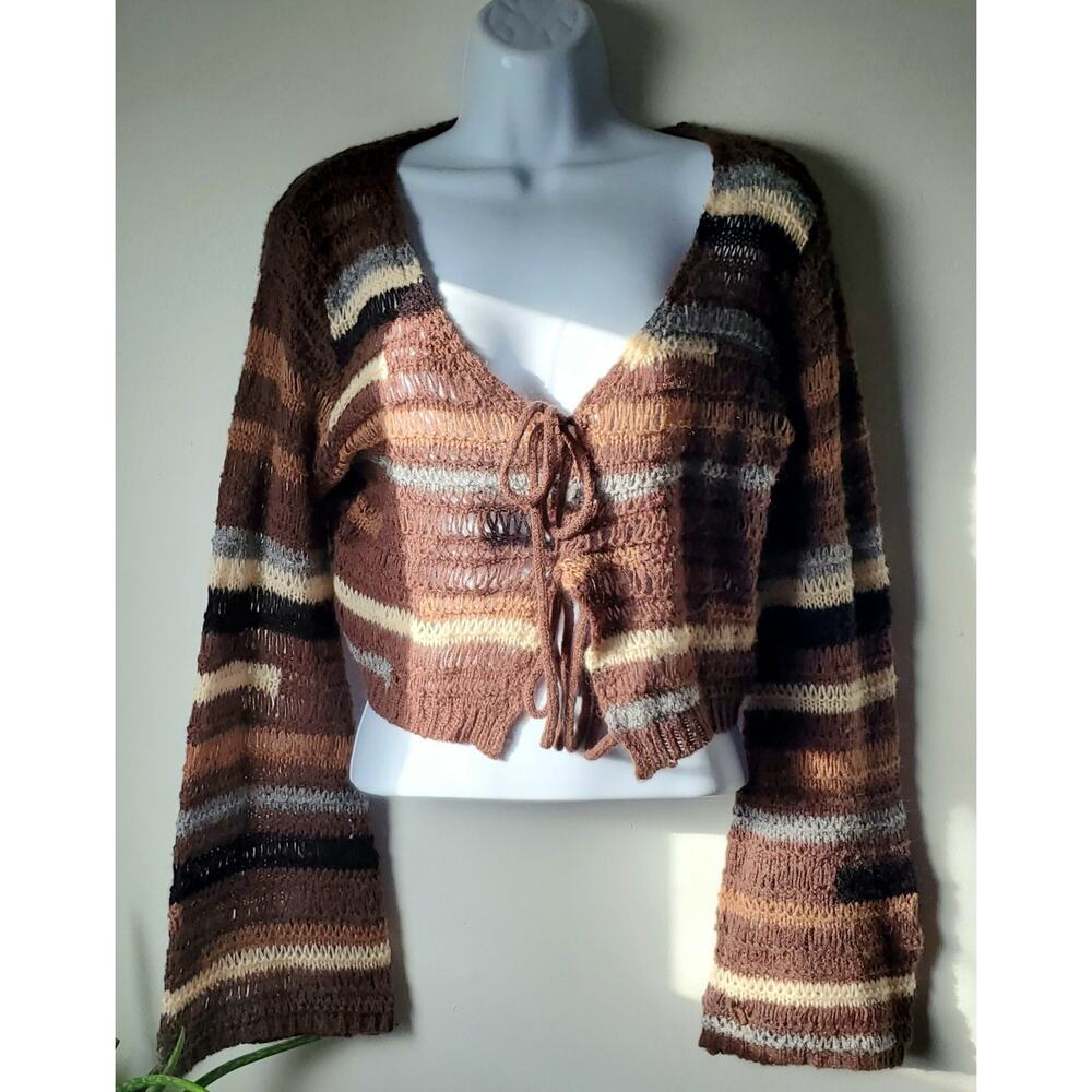 Cider Womens Brown Loose Knit Bolero Sweater Size Small Boho Festivals Hippie